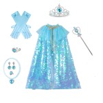 万圣节服装套装厂家-专业OEM代工亮片斗篷配王冠魔杖手套套装