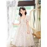 女童连衣裙套装工厂-批量儿童时尚娃娃领衬衫配背心印花套装