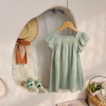 女童派对裙工厂-批量最新薄纱珍珠生日无袖连衣裙用于派对