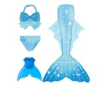 女童比基尼泳装供应商-厂家批发3件套美人鱼尾比基尼给3-10岁