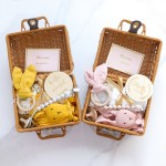 婴儿礼品套装厂家-专业OEM代工7件套毯子和小兔毛巾玩具礼品套装