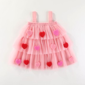 Girls Party Dress Manufacturer - OEM Valentine Sleeveless Layered Tulle Fancy Dress
