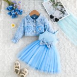 女童正装工厂-批量绿色贴花花卉舞会礼服生日裙