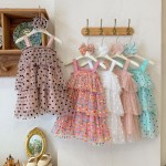 女童派对礼服厂家-可定制多层薄纱连衣裙配发夹