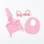 婴儿送礼礼盒供应商-厂家批发4件套有机棉安全安抚巾配围兜