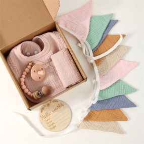 Baby Gift Box Supplier - Wholesale Birthday Bunting Bibs Cotton Face Towel Gift Set