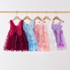Baby Girls Christmas Dress Supplier - Wholesale Flower Embroidery Summer Dress with Wings