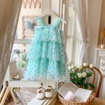 女童派对礼服厂家-可定制多层薄纱连衣裙配发夹