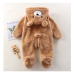 婴儿连体衣供应商-厂家批发柔软纯色棉纱棉质连体衣配帽子给幼儿