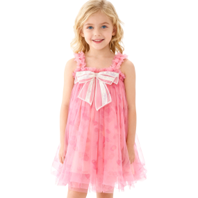 Girls Fancy Dress Supplier - Wholesale Sequined Bow Sleeveless Soft Mesh Tutu Dress