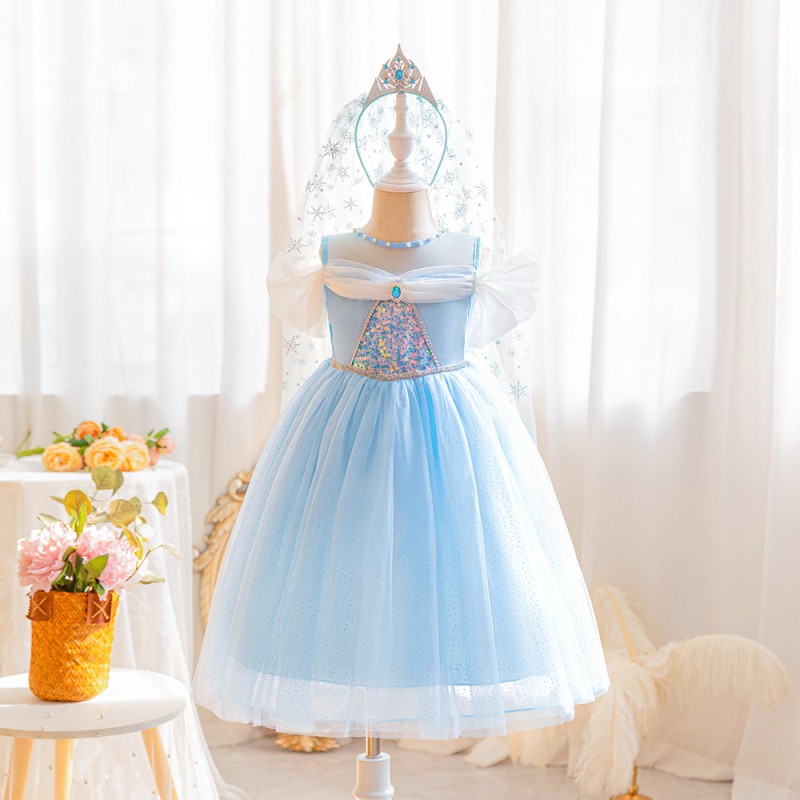 女童美人鱼裙厂家-专业OEM代工无袖鱼尾美人鱼角色扮演裙