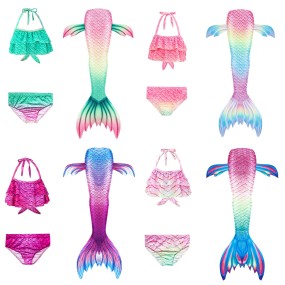 Girls Swimwear Manufacturer - OEM 3-Piece Mermaid Tail Bikini Swimwear for Swimming