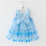 女婴圣诞礼服供应商-厂家批发花卉刺绣夏季连衣裙配翅膀