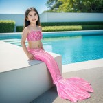 儿童美人鱼泳装供应商-厂家批发美人鱼尾泳装公主服装给女孩