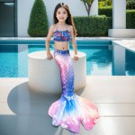儿童泳装套装厂家-专业OEM代工美人鱼泳装三件套配裙子