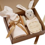 Baby Shower Gift Set Manufacturer - OEM 5-Piece Bath Toy Muslin Blanket Teething Ring Set