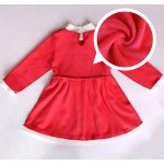 女婴圣诞礼服厂家-专业OEM代工冬季长袖加厚连衣裙配帽子