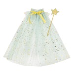 女童斗篷套装厂家-专业OEM代工2件套星星薄纱亮片斗篷配魔杖