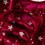 女童圣诞礼服供应商-厂家批发长袖丝绒星星印花冬季连衣裙