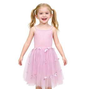 Girls Summer Dress Manufacturer - OEM Sling Strip 3D Butterfly Soft Tulle Dress