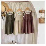 女童连衣裙厂家-专业OEM代工夏季纯色飞袖连衣裙给儿童女孩