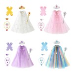 万圣节服装供应商-厂家批发8件套斗篷王冠手套套装给儿童