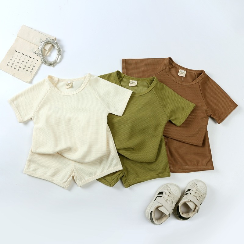 儿童服装套装厂家-专业OEM代工夏季短袖棉质上衣和短裤套装