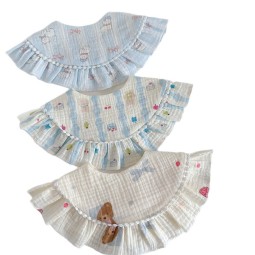 婴儿口水巾工厂-夏季纱软蕾丝360度围嘴