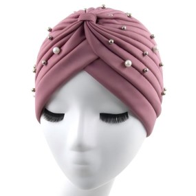 头巾帽工厂-简约梨珠纯色帽