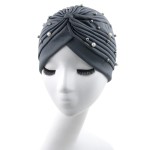 头巾帽工厂-简约梨珠纯色帽