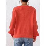 女士套头衫工厂-钩花V领宽松毛衣