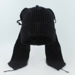 兔子耳针织帽供应商-纯色冬季针织帽