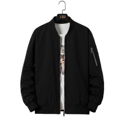 男士棒球夹克供应商-春秋薄款拉链外套