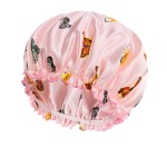 浴帽生产厂家-可爱蝴蝶印花缎面头巾