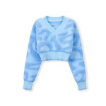 冬季背心上衣工厂-撞色V领扣高腰