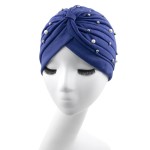 头巾帽工厂-简约梨珠纯色帽