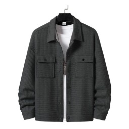 男士休闲夹克供应商-纯色长袖衬衫外套