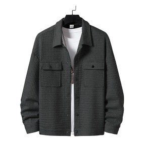 男士休闲夹克供应商-纯色长袖衬衫外套