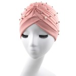 头巾帽工厂-简约梨珠纯色帽