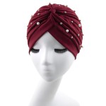 头巾帽工厂-简约梨珠纯色帽