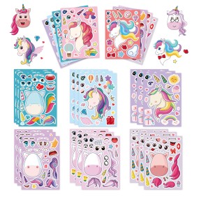 独角兽拼图生产厂家-可定制变脸贴纸玩具