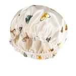 浴帽生产厂家-可爱蝴蝶印花缎面头巾