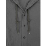 男士 T 恤供应商-纯色亚麻棉长袖上衣