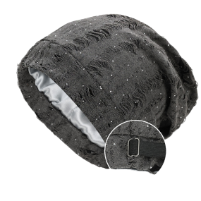 Sleep Bonnet Factory - Adjustable Satin Lined Rhinestone Beanie