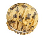 浴帽生产厂家-可爱蝴蝶印花缎面头巾