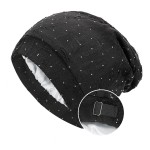 睡眠头巾工厂-可调节缎面镶钻针织帽