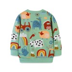 圣诞毛衣供应商-长袖圣诞卡通印花100%棉套头衫