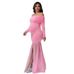 孕妇长裙供应商-摄影露肩派对婚礼礼服