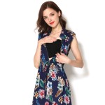 夏季孕妇连衣裙工厂-无袖花卉人造丝哺乳裙