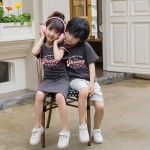 家庭服装套装供应商-春秋渐变色字母运动衫套装